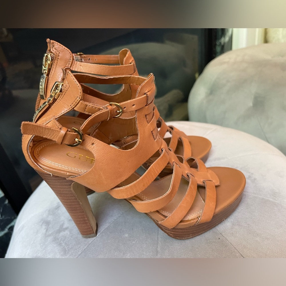 Guess- Leather Strap Heel With Platform Size 6.5m - image 2